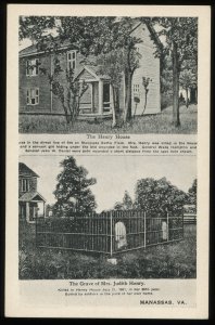 The Judith Henry House and Grave, Manassas, VA. Civil War site. Vintage postcard