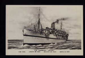 na9926 - Royal Navy Troop Transport Liner - HMT Nevasa , built 1913 - postcard