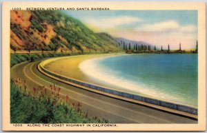 Along the Coast Highway in California Between Ventura and Santa Barbara Postcard