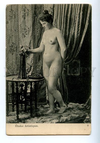 161996 NUDE Belle Woman w/ Vase ART vintage PC