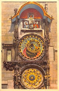 Astronomical clock mechanical vintage postcard Prague Czech Republic 