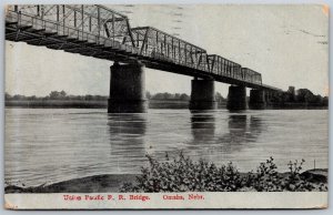Vtg Omaha Nebraska NE Union Pacific Railroad Bridge 1908 View Old Postcard