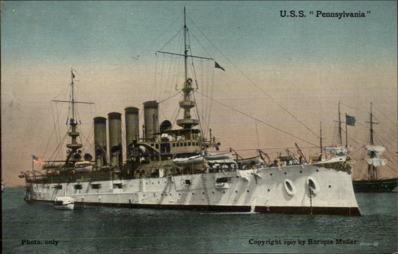 US Navy Battleship USS Pennsylvania #209969 c1910 Postcard