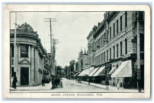 c1910 Grand Avenue Exterior Building Waukesha Wisconsin Vintage Antique Postcard