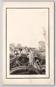 RPPC Gathering Antique Cars Automobiles People c1915 Real Photo Postcard T23