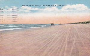 Florida Daytona Beach Tracks On The Sand At Daytona Beach 1937