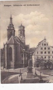 Germany Stuttgart Stiftskirche mit Schillerdenkmal 1915