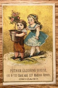 Antique Victorian Trade Card Putnam Clothing House Clark Madison Chicago Look!!!