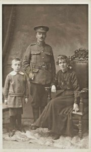 Kilburn London UK Soldier & Family Real Photo Postcard