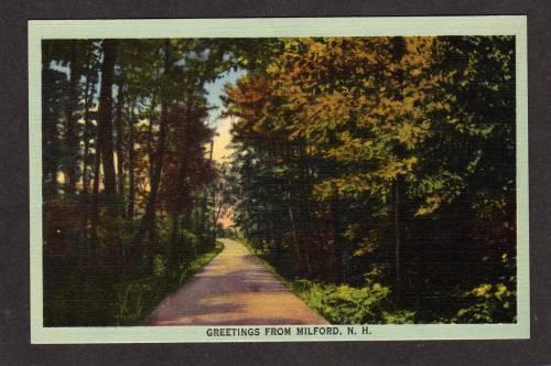 NH Greetings from MILFORD NEW HAMPSHIRE Linen Postcard