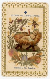 1890s-1900 Religous Jesus Sepulcro w/ Real Flowers Palestine Made F220