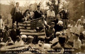 Johnston PA Com Waters Tattered American Flag From Washington DC Fire RPPC