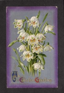 An Easter Greetings Postcard White Lilies Embossed Vintage Postcard