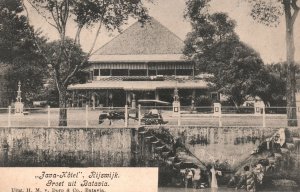 Vintage Postcard 1900's View Java Hotel Seen From Place Royale Batavia Indonesia