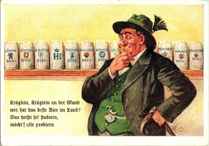 Bavarian Beer Stein by Emil Köhn Munich Germany 1960s Continental Postcard