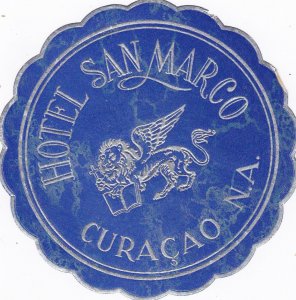 Curacao Hotel San Marco Vintage Luggage Label sk2993