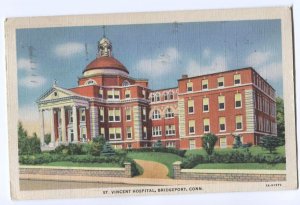 Postcard St Vincent Hospital Bridgeport CT 1940