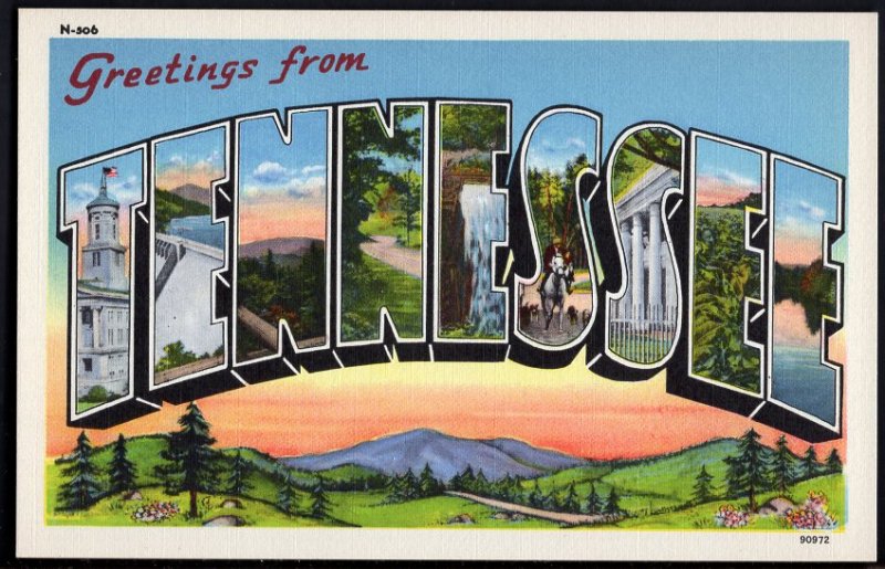 TENNESSEE Large Letter Greetings from - LINEN