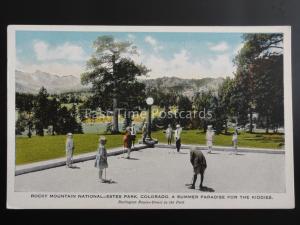 Colorado CROQUET Rocky Mountain National Estes Old Postcard by Burlington Rout