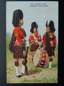 Scotland THE QUEENS OWN CAMERON HIGHLANDER Sergeant & Drummer (2) c1934 Postcard