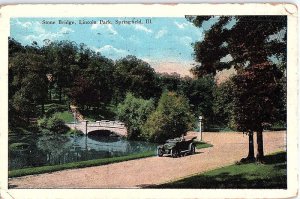 Postcard BRIDGE SCENE Springfield Illinois IL AJ2232