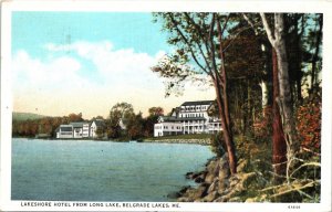 Postcard ME Belgrade Lakes Lakeshore Hotel from Long Lake Curt Teich 1942 V192
