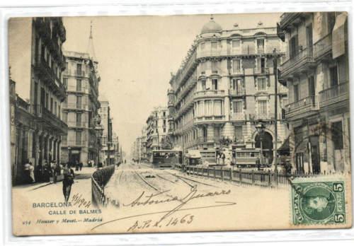 spain, BARCELONA, Calle de Balmes, TRAM (1904) Stamp