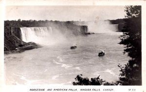 Canada Horseshoe and American Falls Niagara Falls Vintage RPPC 09.91