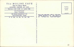 JAMESTOWN ND Moline Caf Interior Old Linen Postcard