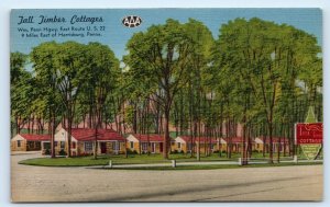 HARRISBURG, Pennsylvania PA ~ Roadside TALL TIMBER COTTAGES Motel 1940s Postcard