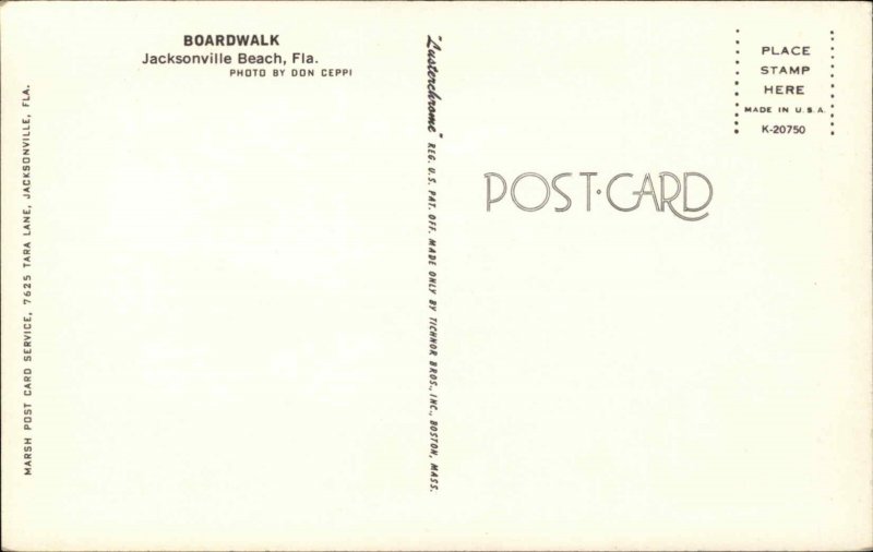 Jacksonville Beach Florida FL Boardwalk Ferris Wheel 1950s-60s Vintage Postcard