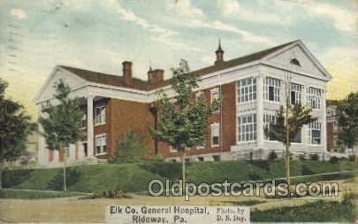 Ridgway, Pa, USA Hospital 1910 creases top left edge, small crease top right ...