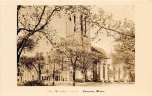 J7/ Evanston Illinois RPPC Postcard c1940s First Methodist Church 173