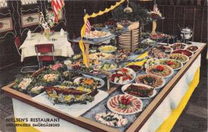 NIELSEN'S RESTAURANT-UNSURPASSED SMÖRGÅSBORD-CHICAGO ILLINOIS POSTCARD 1940s