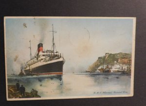 1934 Ship Postcard Cover From Quebec CA to Marsfield PA R.M.S. Alaunia Cunard