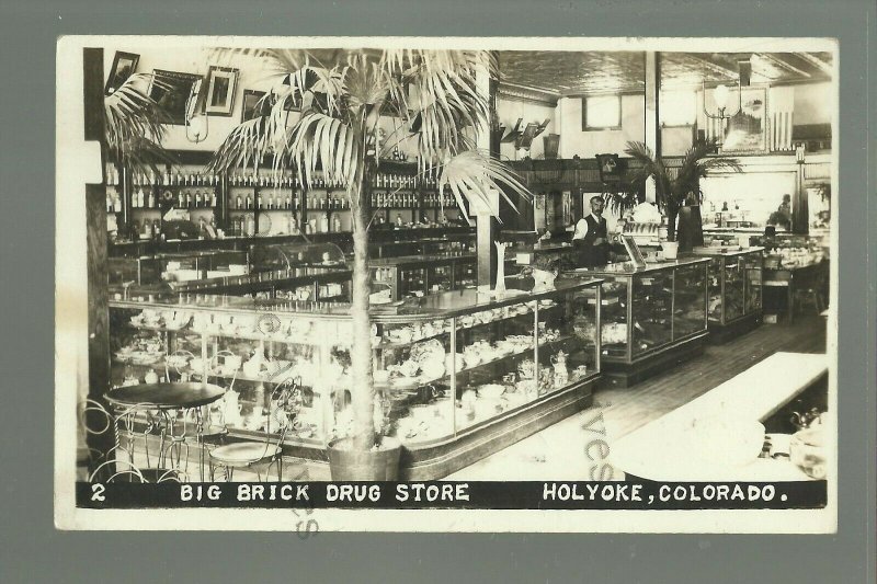 Holyoke COLORADO RP1912 INTERIOR DRUG General STORE nr Julesburg Sterling NE CO 