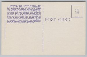 Linen~Nashville Tennessee~State Capitol Building~Vintage Postcard