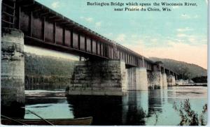 PRAIRIE du CHIEN, WI Wisconsin    BURLINGTON RAILROAD BRIDGE  c1910s   Postcard 