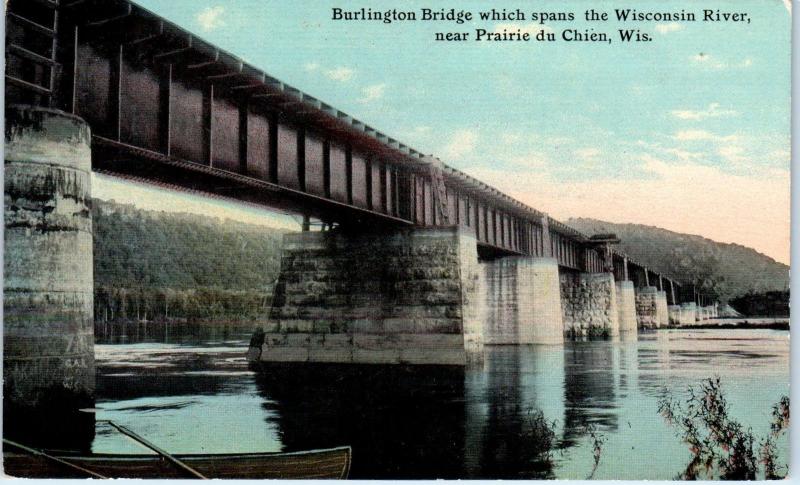 PRAIRIE du CHIEN, WI Wisconsin    BURLINGTON RAILROAD BRIDGE  c1910s   Postcard