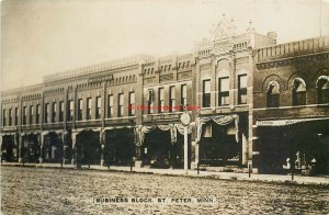 MN, Saint Peter, Minnesota, RPPC, Business Block, Street Scene, 1909 PM, Photo