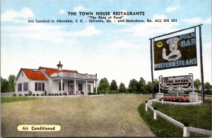 Linen Postcard The Town House Restaurant in Statesboro, Georgia