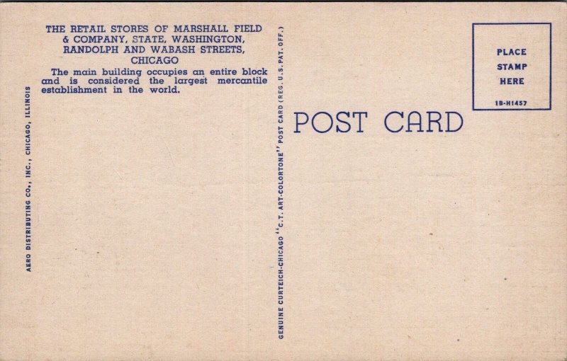 Postcard Marshall Field Co Retail Store Chicago IL