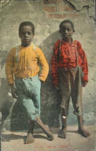 BLACK AMERICANA Boys by Wall \Two of a Kind\ c1910 PC