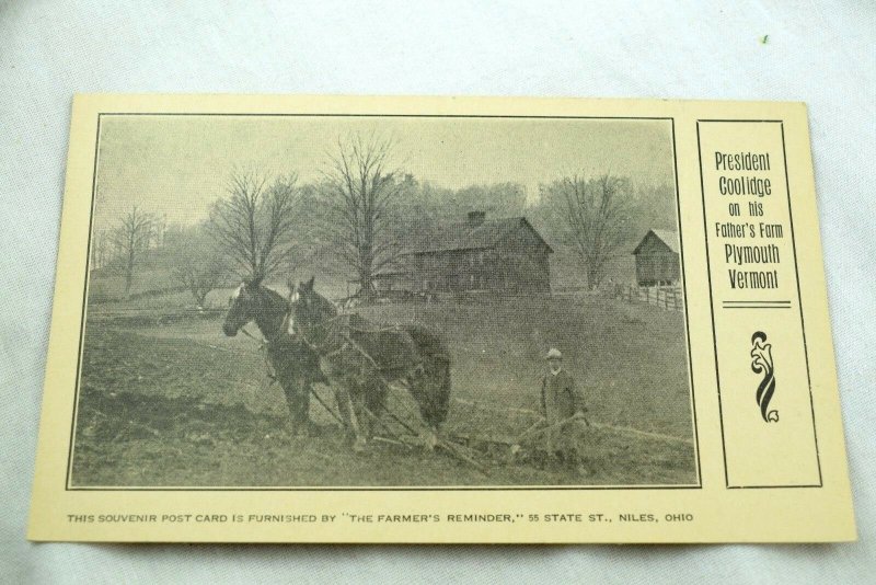 Vintage President Coolidge on His Father's Farm, Plymouth, VT Postcard P32