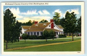 ROCKINGHAM North Carolina NC ~ RICHMOND COUNTY COUNTRY CLUB 1940s Linen Postcard