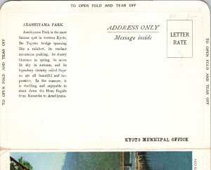 Arashiyama Park Bridge Kyoto Japan Perforated Message Inside Postcard