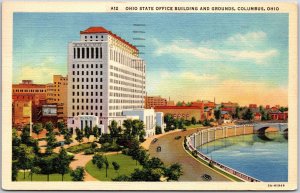 Columbus Ohio OH, 1947 Ohio State Office Building and Grounds, Vintage Postcard