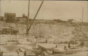 Maine Granite Quarry Scene - Publ in Augusta c1910 Real Photo Postcard