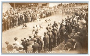 1913 Men All Four Racing Harvest Festival Hart MI RPPC Photo Unposted Postcard 