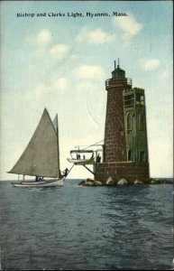 Hyannis Massachusetts MA Cape Cod Clerks Lighthouse c1910 Vintage Postcard